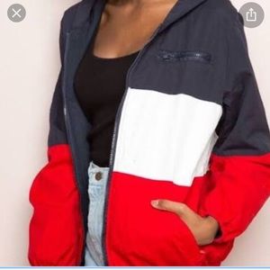 Brandy Melville Red White and Blue Windbreaker